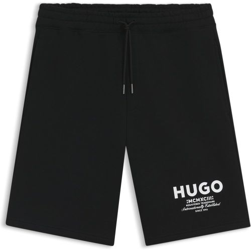 Short Loose en molleton de coton à logo imprimé - HUGO - Modalova