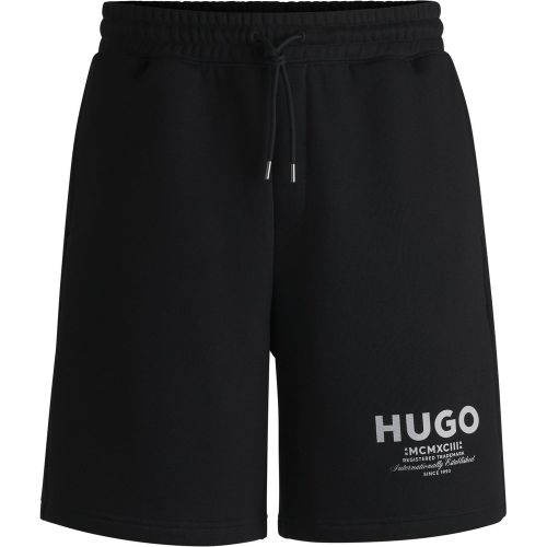 Short Loose en molleton de coton à logo imprimé - HUGO - Modalova
