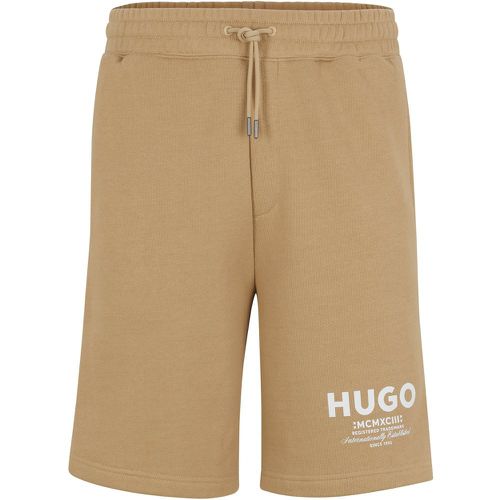 Short en molleton de coton avec cordon de serrage et logo imprimé - HUGO - Modalova