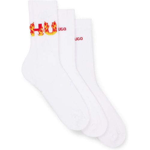 Lot de trois paires de chaussettes courtes avec logos - HUGO - Modalova