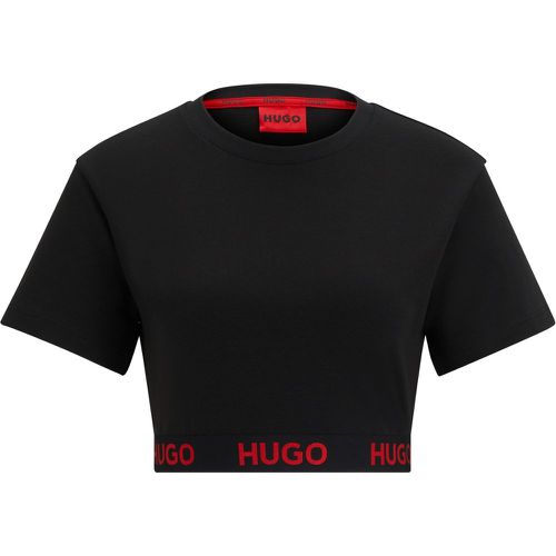 T-shirt court en tissu stretch avec taille à logos - HUGO - Modalova