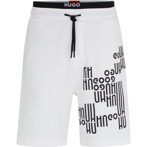 Short en molleton de coton avec cordon de serrage et logo imprimé - HUGO - Modalova