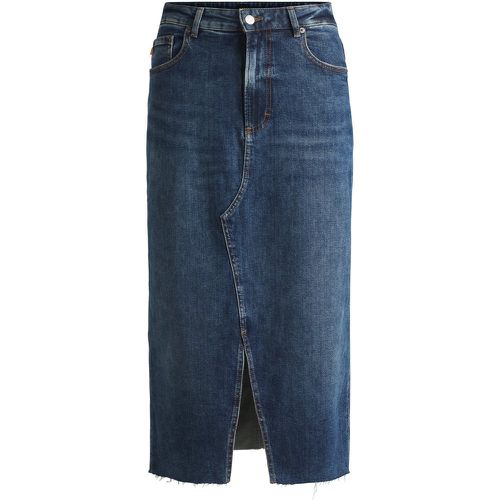 Jupe mi-longue bleue en denim stretch - Boss - Modalova