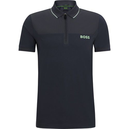 Polo Slim Fit à encolure zippée avec détails en mesh - Boss - Modalova