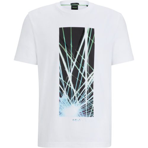 T-shirt Regular Fit en coton stretch avec motif artistique de la saison - Boss - Modalova