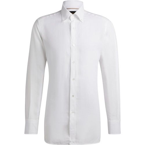 Chemise longue Regular Fit en lin à pointes boutonnées - Boss - Modalova