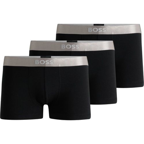 Lot de trois boxers courts en coton mélangé avec taille logotée - Boss - Modalova