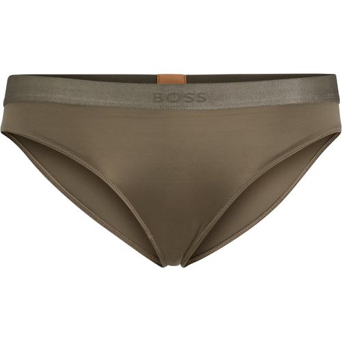 Slip en microfibre et satin avec taille logotée - Boss - Modalova