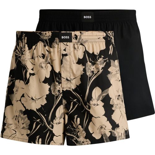 Lot de deux shorts de pyjama en popeline de coton avec logos - Boss - Modalova
