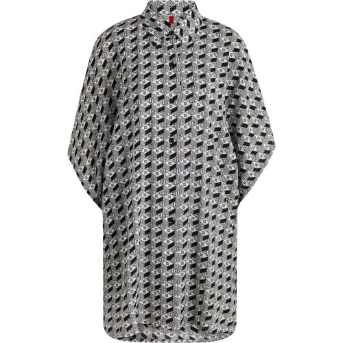 Robe de plage à manches courtes avec imprimé logoté intégral - HUGO - Modalova