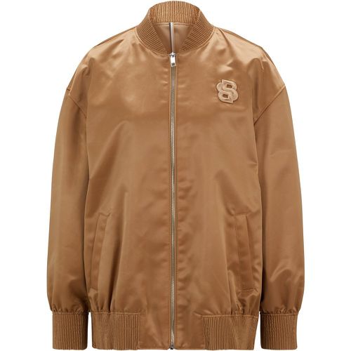 Bomber en satin à double monogramme brodé - Boss - Modalova