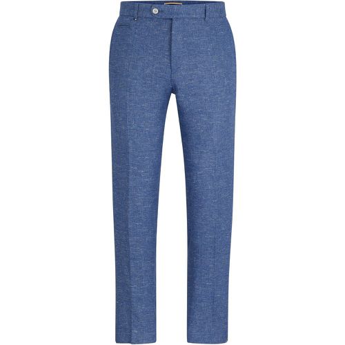 Pantalon Slim Fit en lin mélangé à micro motif - Boss - Modalova