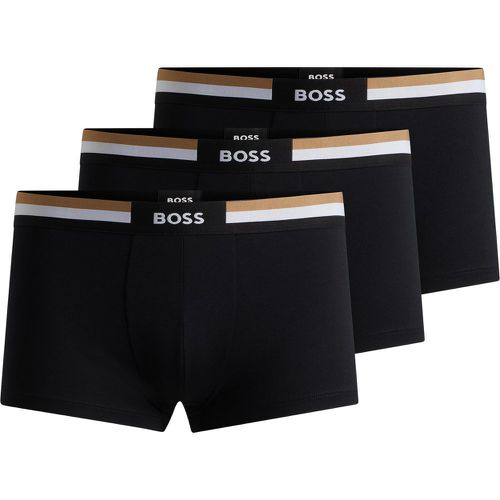 Lot de trois boxers courts en coton mélangé avec taille emblématique - Boss - Modalova