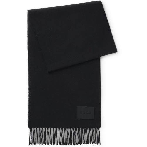 Écharpe en laine confectionnée en Italie avec patch logoté tissé - HUGO - Modalova