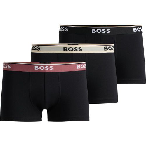 Lot de trois boxers courts en coton stretch avec taille logotée - Boss - Modalova