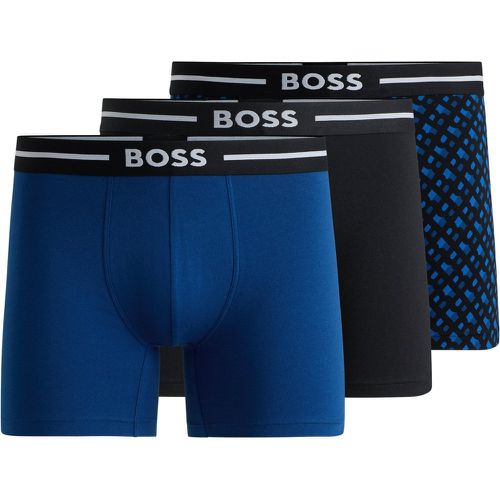 Lot de trois boxers longs en coton stretch - Boss - Modalova