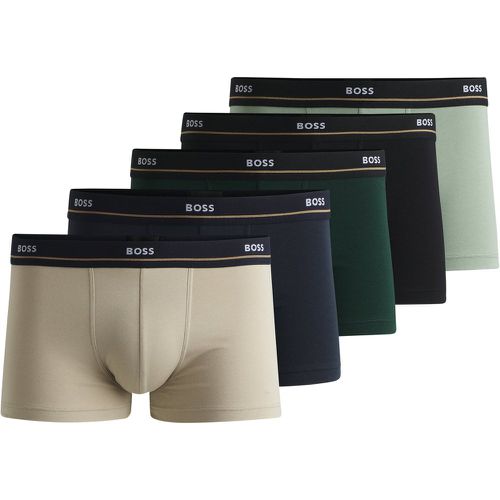 Lot de cinq boxers courts en coton stretch avec taille logotée - Boss - Modalova