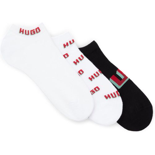 Lot de trois paires de chaussettes basses en coton mélangé à logos - HUGO - Modalova