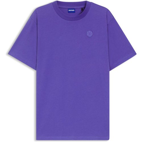 T-shirt en jersey de coton avec badge logoté - HUGO - Modalova