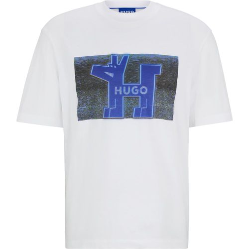 T-shirt Regular en jersey de coton avec logo artistique - HUGO - Modalova