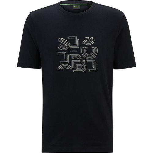 T-shirt Regular en jersey de coton à motif artistique typographique - Boss - Modalova