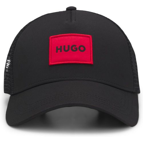 Casquette style camionneur en twill avec étiquette logotée rouge - HUGO - Modalova