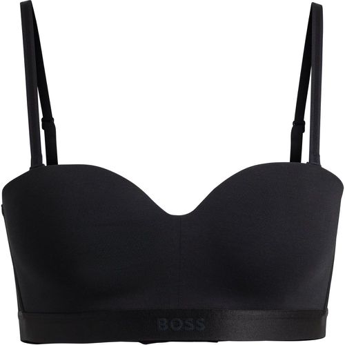 Soutien-gorge en coton mélangé avec bandeau logoté et bretelles amovibles - Boss - Modalova