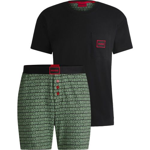 Ensemble pyjama short en coton stretch avec logos - HUGO - Modalova