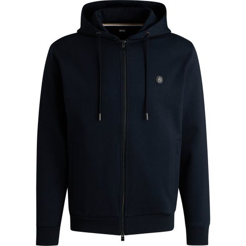 Sweat à capuche zippé en coton mélangé avec monogramme Double B - Boss - Modalova