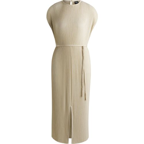 Robe sans manches en tissu plissé très brillant, avec ceinture - Boss - Modalova