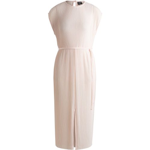 Robe sans manches en tissu plissé très brillant, avec ceinture - Boss - Modalova