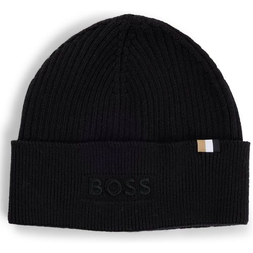 Bonnet en coton et laine à logo brodé - Boss - Modalova