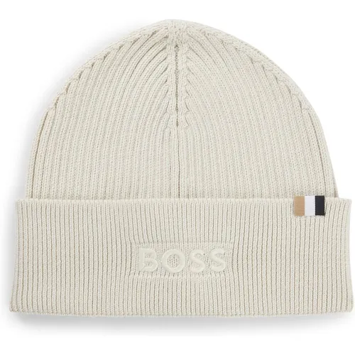 Bonnet en coton et laine à logo brodé - Boss - Modalova