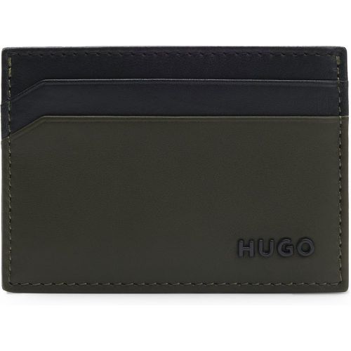 Porte-cartes en cuir bicolore avec logos en métal - HUGO - Modalova