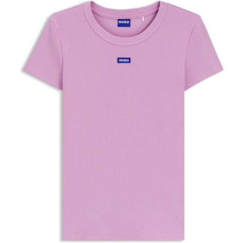 T-shirt Slim Fit en coton stretch côtelé avec logo - HUGO - Modalova