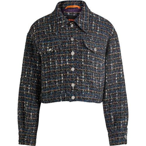 Veste courte en tweed à boutons logotés - Boss - Modalova