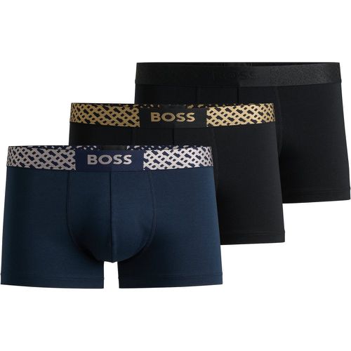 Lot de trois boxers courts en coton stretch avec taille monogrammée - Boss - Modalova