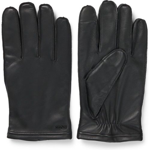 Gants en cuir grainé avec doublure en laine et logo métallique - Boss - Modalova