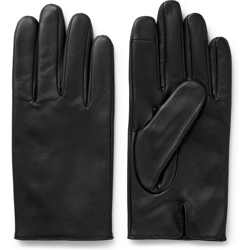 Gants en cuir grainé avec doublure intégrale et logo gravé au laser - Boss - Modalova