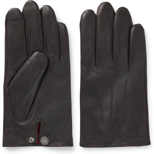 Gants en cuir avec bouton-pression et doublure logotés - HUGO - Modalova