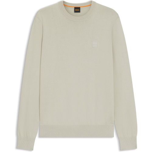 Pull en coton et cachemire avec étiquette logotée - Boss - Modalova