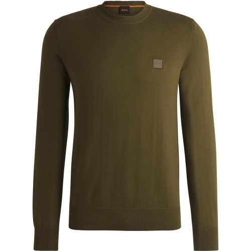 Pull en coton et cachemire avec étiquette logotée - Boss - Modalova