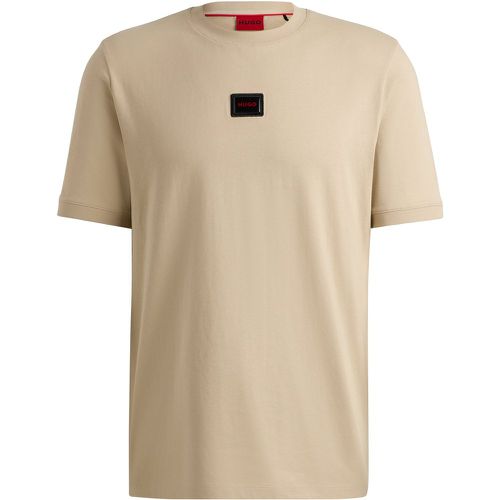 T-shirt en jersey de coton avec étiquette logotée - HUGO - Modalova