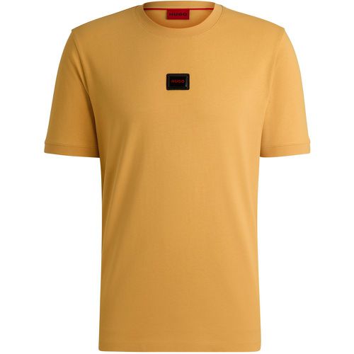 T-shirt en jersey de coton avec étiquette logotée - HUGO - Modalova