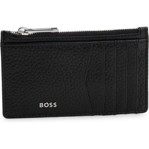 Porte-cartes en cuir grainé avec poche zippée pour la monnaie - Boss - Modalova