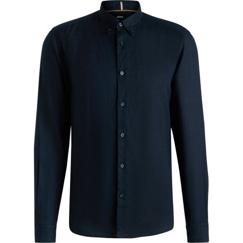 Chemise Regular à pointes boutonnées en lin - Boss - Modalova