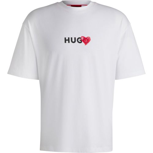 T-shirt en jersey de coton à motif cœur artistique - HUGO - Modalova