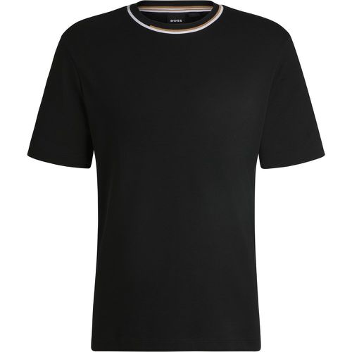 T-shirt en coton interlock avec col color block - Boss - Modalova