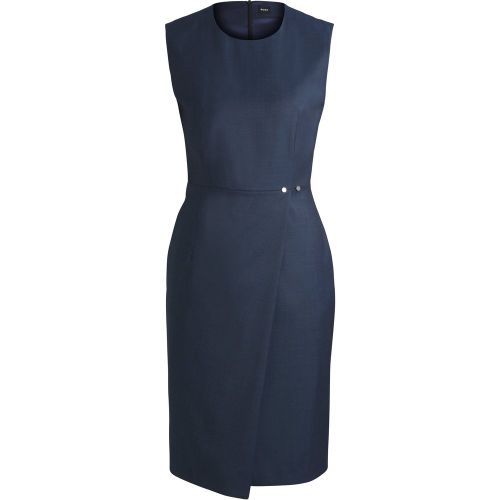 Robe droite en laine vierge à jupe portefeuille - Boss - Modalova