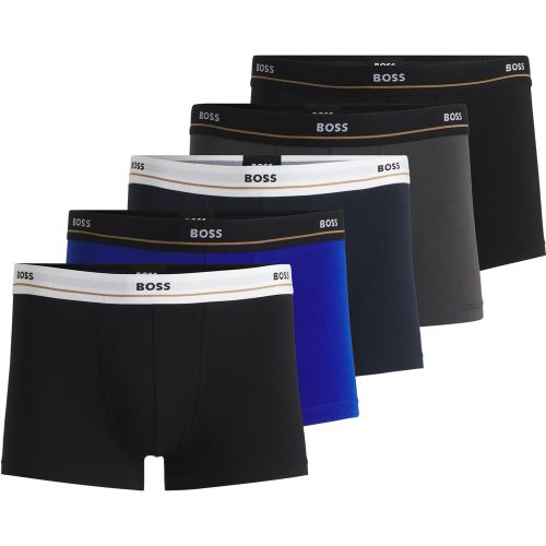 Lot de cinq boxers courts en coton stretch avec taille logotée - Boss - Modalova